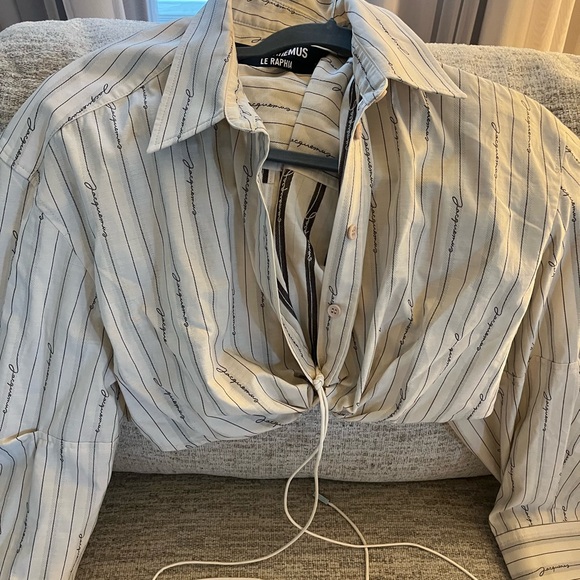 Jacquemus Cream and Black Striped Button Down Shirt - Picture 1 of 5